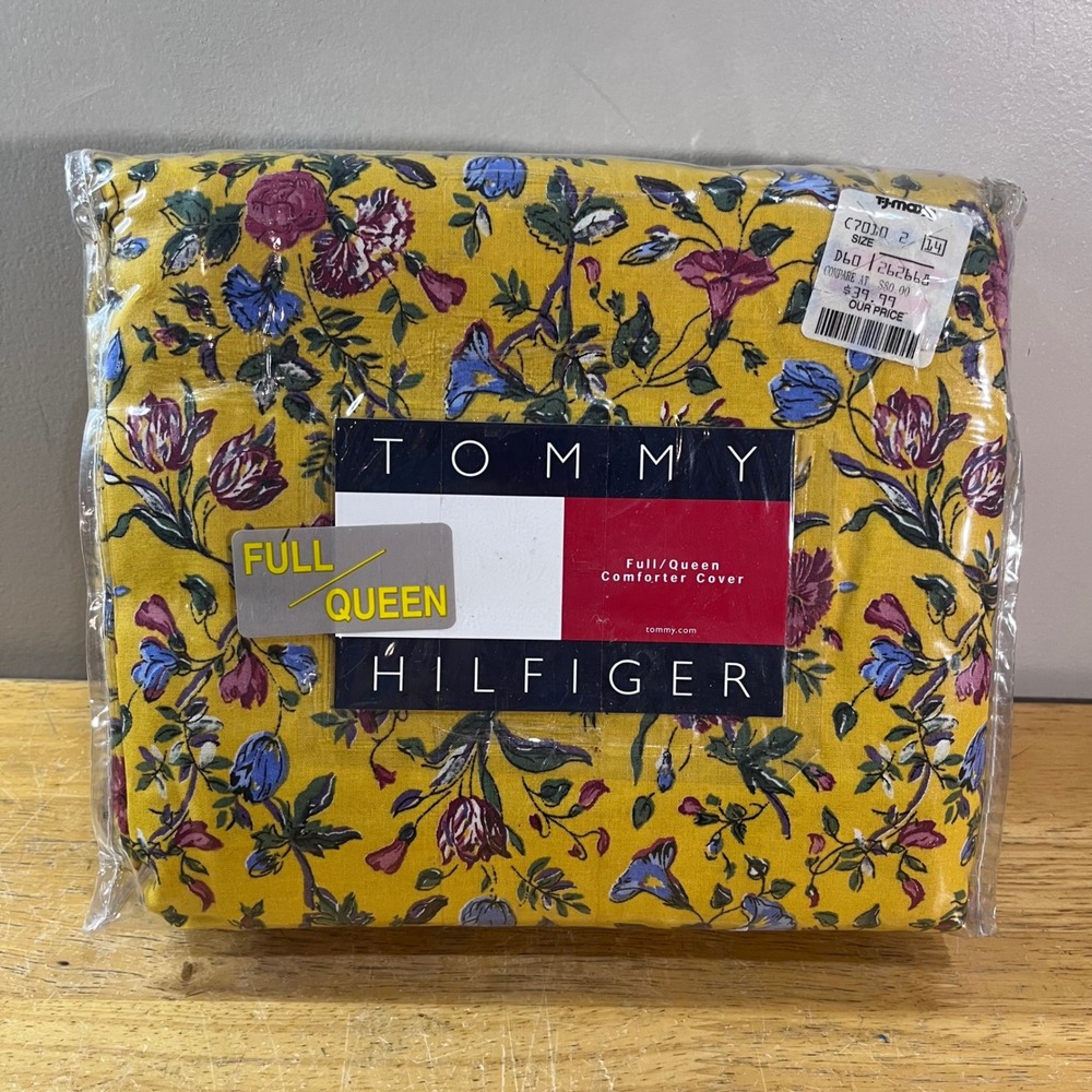 Tommy Hilfiger Cider Mill Duvet Full Queen Yellow Floral Vtg 1998 Cotton New